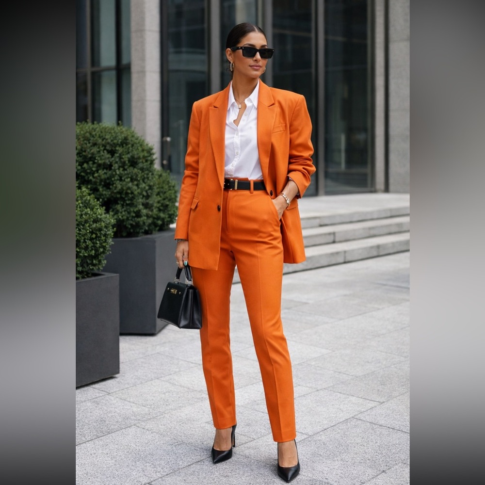 Express Editor Women's Orange Suit